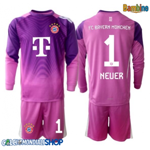 Maglie da calcio Bayern Munich Manuel Neuer #1 Portiere Terza Maglia Bambino 2025-26 Manica Lunga + Pantaloni corti)